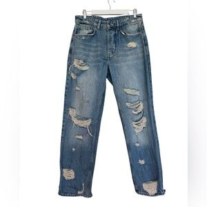 Ksubi Blue Anti K Heritage Repair Straight Leg Non Stretch Denim Jeans Size 32